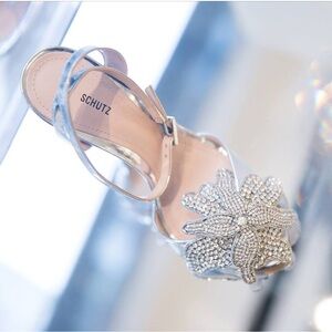 SCHUTZ 💎Silver Crystal Embellished Heels